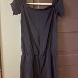 Classic Black Off the Shoulder Women's Gathered Waist Romper